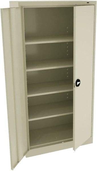 Tennsco - 5 Shelf Locking Storage Cabinet - Steel, 36" Wide x 18" Deep x 72" High, Champagne/Putty - Benchmark Tooling