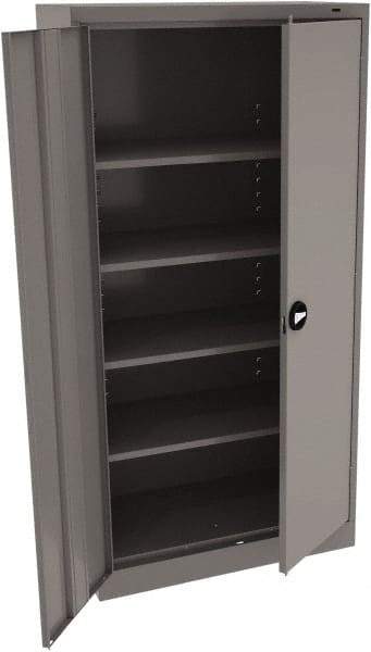 Tennsco - 5 Shelf Locking Storage Cabinet - Steel, 36" Wide x 18" Deep x 72" High, Medium Gray - Benchmark Tooling