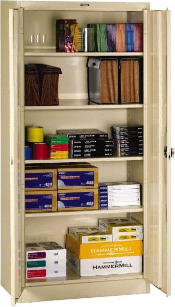 Tennsco - 5 Shelf Locking Storage Cabinet - Steel, 36" Wide x 24" Deep x 78" High, Sand - Benchmark Tooling