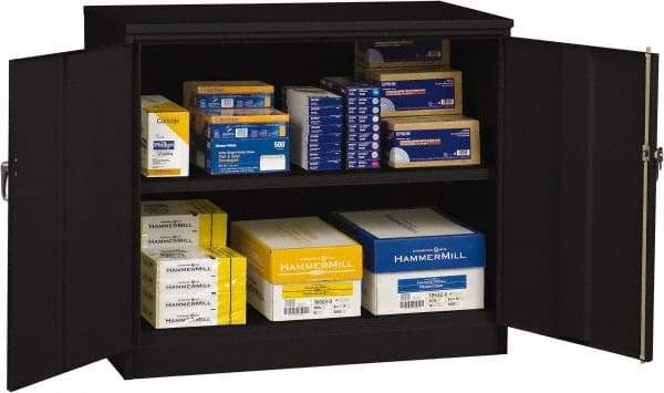 Tennsco - 2 Shelf Locking Storage Cabinet - Steel, 48" Wide x 24" Deep x 42" High, Black - Benchmark Tooling