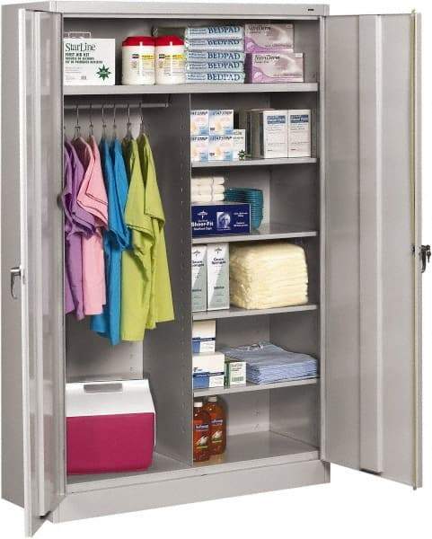 Tennsco - 6 Shelf Locking Storage Cabinet - Steel, 48" Wide x 24" Deep x 78" High, Light Gray - Benchmark Tooling