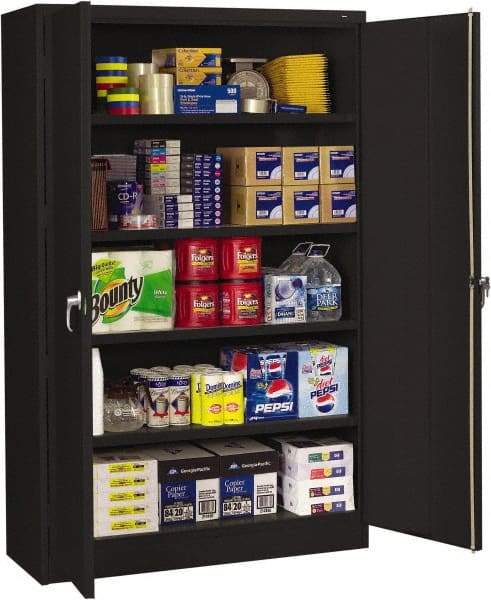 Tennsco - 5 Shelf Locking Storage Cabinet - Steel, 48" Wide x 24" Deep x 78" High, Black - Benchmark Tooling