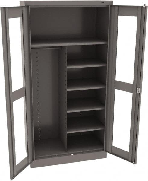 Tennsco - 6 Shelf Combination Storage Cabinet - Steel, 36" Wide x 18" Deep x 72" High, Medium Gray - Benchmark Tooling