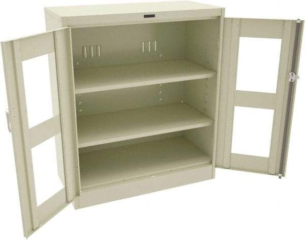 Tennsco - 3 Shelf Visible Storage Cabinet - Steel, 36" Wide x 24" Deep x 42" High, Champagne/Putty - Benchmark Tooling