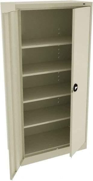 Tennsco - 5 Shelf Locking Storage Cabinet - Steel, 36" Wide x 18" Deep x 78" High, Champagne/Putty - Benchmark Tooling