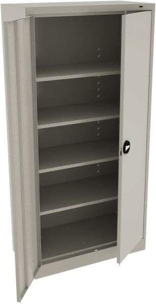 Tennsco - 5 Shelf Locking Storage Cabinet - Steel, 36" Wide x 18" Deep x 78" High, Light Gray - Benchmark Tooling