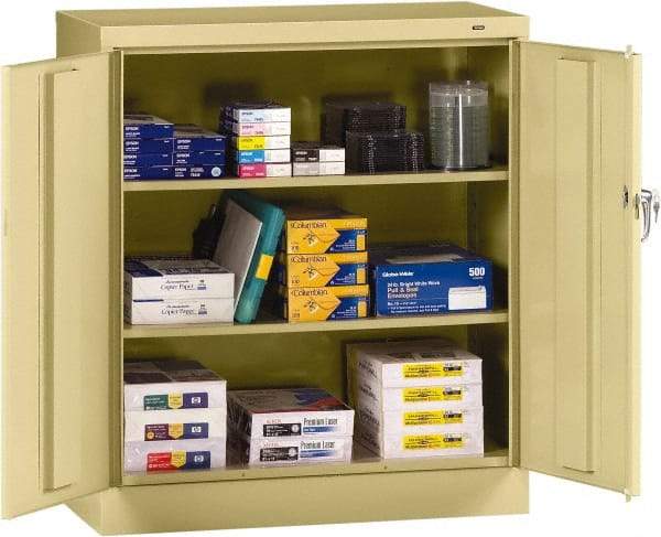 Tennsco - 3 Shelf Locking Storage Cabinet - Steel, 36" Wide x 18" Deep x 42" High, Sand - Benchmark Tooling