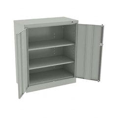 Tennsco - 3 Shelf Locking Storage Cabinet - Steel, 36" Wide x 18" Deep x 42" High, Light Gray - Benchmark Tooling