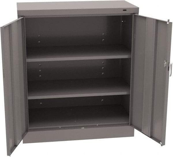 Tennsco - 3 Shelf Locking Storage Cabinet - Steel, 36" Wide x 18" Deep x 42" High, Medium Gray - Benchmark Tooling