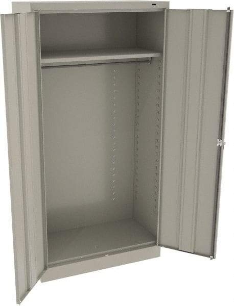 Tennsco - 2 Shelf Wardrobe Storage Cabinet - Steel, 36" Wide x 18" Deep x 72" High, Light Gray - Benchmark Tooling