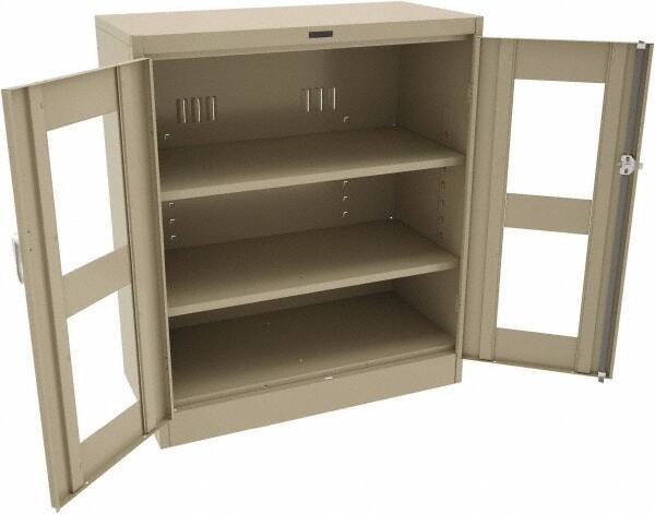 Tennsco - 3 Shelf Visible Storage Cabinet - Steel, 36" Wide x 18" Deep x 42" High, Sand - Benchmark Tooling