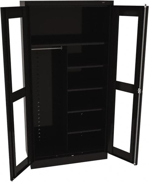 Tennsco - 6 Shelf Combination Storage Cabinet - Steel, 36" Wide x 18" Deep x 72" High, Black - Benchmark Tooling