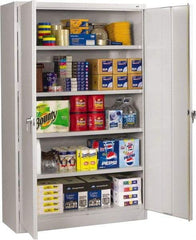 Tennsco - 5 Shelf Locking Storage Cabinet - Steel, 48" Wide x 18" Deep x 78" High, Light Gray - Benchmark Tooling