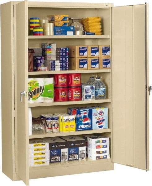Tennsco - 5 Shelf Locking Storage Cabinet - Steel, 48" Wide x 18" Deep x 78" High, Sand - Benchmark Tooling