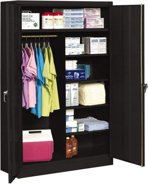 Tennsco - 6 Shelf Combination Storage Cabinet - Steel, 48" Wide x 18" Deep x 78" High, Black - Benchmark Tooling