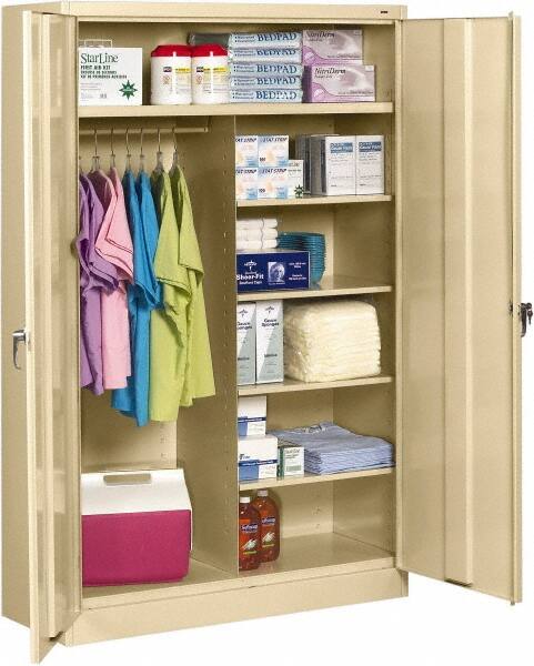 Tennsco - 6 Shelf Locking Storage Cabinet - Steel, 48" Wide x 24" Deep x 78" High, Champagne/Putty - Benchmark Tooling