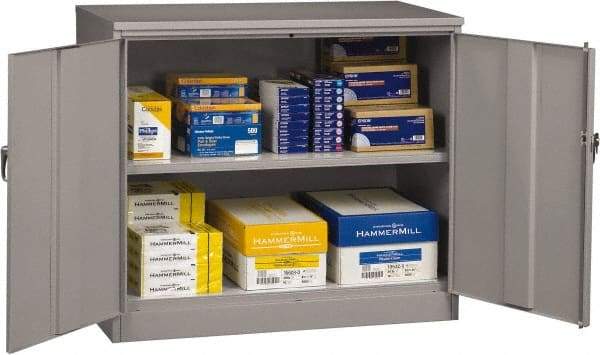 Tennsco - 2 Shelf Locking Storage Cabinet - Steel, 48" Wide x 24" Deep x 42" High, Medium Gray - Benchmark Tooling