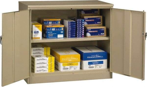 Tennsco - 2 Shelf Locking Storage Cabinet - Steel, 48" Wide x 18" Deep x 42" High, Sand - Benchmark Tooling