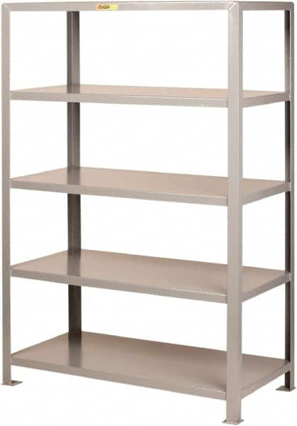 Little Giant - 5 Shelf Starter Heavy-Duty Open Steel Shelving - 10,000 Lb Capacity, 60" Wide x 72" High x 30" Deep, Gray - Benchmark Tooling