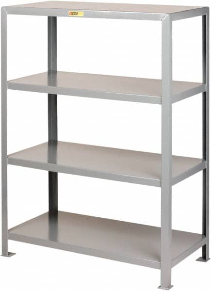 Little Giant - 4 Shelf Starter Heavy-Duty Open Steel Shelving - 2,000 Lb Capacity, 60" Wide x 72" High x 24" Deep, Gray - Benchmark Tooling