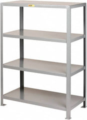 Little Giant - 4 Shelf Starter Heavy-Duty Open Steel Shelving - 2,000 Lb Capacity, 60" Wide x 72" High x 24" Deep, Gray - Benchmark Tooling