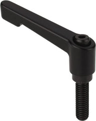 Morton Machine Works - 3/8-16, 0.63" Hub Diam, Die Cast Zinc Stud Type Adjustable Clamping Handle - 2.48" Stud Length, 3.07" OAL, 4.6" High - Benchmark Tooling