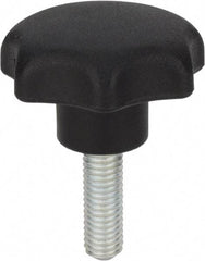 Morton Machine Works - 1.97" Head Diam, 7 Point Scalloped Knob - 3/8-16 Stem, Thermoplastic, Black - Benchmark Tooling