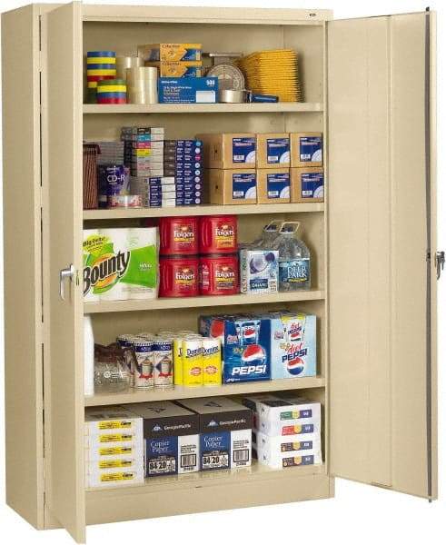 Tennsco - 5 Shelf Locking Storage Cabinet - Steel, 48" Wide x 24" Deep x 78" High, Sand - Benchmark Tooling