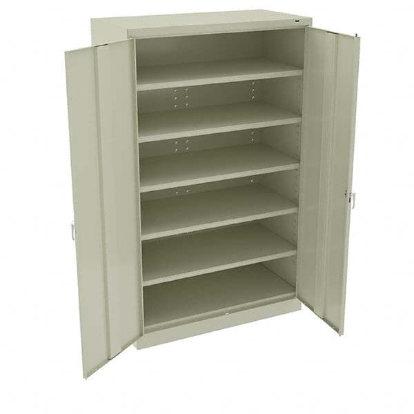 Tennsco - 5 Shelf Locking Storage Cabinet - Steel, 48" Wide x 24" Deep x 78" High, Champagne/Putty - Benchmark Tooling