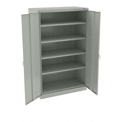 Tennsco - 6 Shelf Wardrobe Storage Cabinet - Steel, 48" Wide x 24" Deep x 78" High, Light Gray - Benchmark Tooling