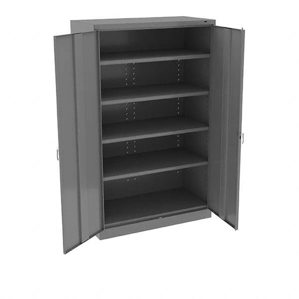 Tennsco - 5 Shelf Locking Storage Cabinet - Steel, 48" Wide x 24" Deep x 78" High, Medium Gray - Benchmark Tooling