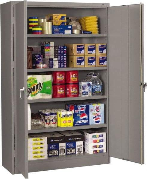 Tennsco - 5 Shelf Locking Storage Cabinet - Steel, 48" Wide x 18" Deep x 78" High, Medium Gray - Benchmark Tooling