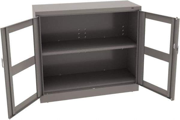 Tennsco - 2 Shelf Visible Storage Cabinet - Steel, 48" Wide x 18" Deep x 42" High, Medium Gray - Benchmark Tooling