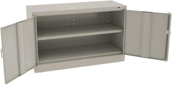 Tennsco - 2 Shelf Locking Storage Cabinet - Steel, 48" Wide x 18" Deep x 30" High, Light Gray - Benchmark Tooling