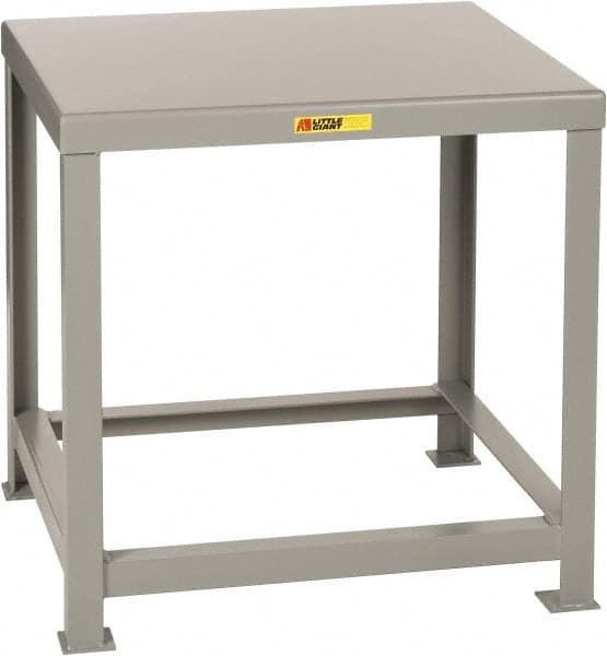 Little Giant - 36 Wide x 30" Deep x 24" High, Steel Heavy-Duty Machine Table - Straight Edge, Fixed Legs, Gray - Benchmark Tooling