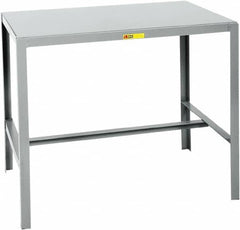 Little Giant - 36 Wide x 24" Deep x 36" High, Steel Machine Work Table - Straight Edge, Fixed Legs, Gray - Benchmark Tooling