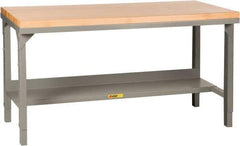 Little Giant - 72 Wide x 30" Deep x 28-3/4" High, Maple Butcher Block Top - Straight Edge, Adjustable Height Legs, Gray - Benchmark Tooling