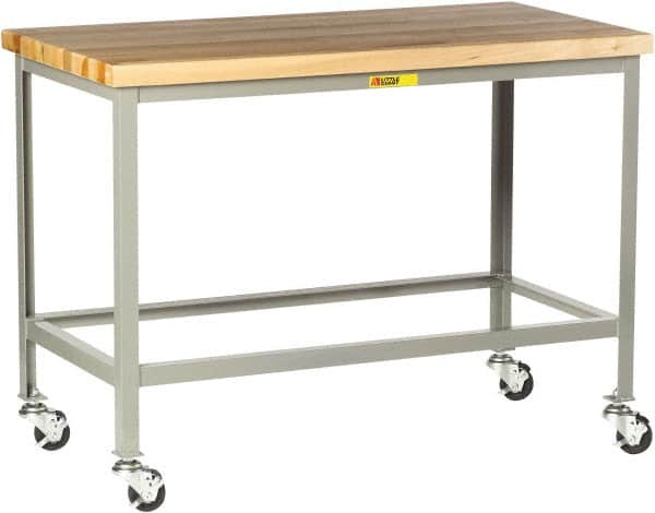 Little Giant - Mobile Table - Steel, Fixed Leg, Gray, 72" Long x 30" Deep x 35" High - Benchmark Tooling