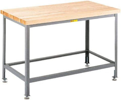 Little Giant - 72 Wide x 30" Deep x 32" High, Butcher Block Butcher Block Top Table - Fixed Legs With Adjustable Height Glides, Gray - Benchmark Tooling