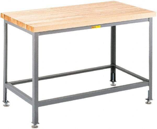 Little Giant - 72 Wide x 36" Deep x 32" High, Butcher Block Butcher Block Top Table - Fixed Legs With Adjustable Height Glides, Gray - Benchmark Tooling