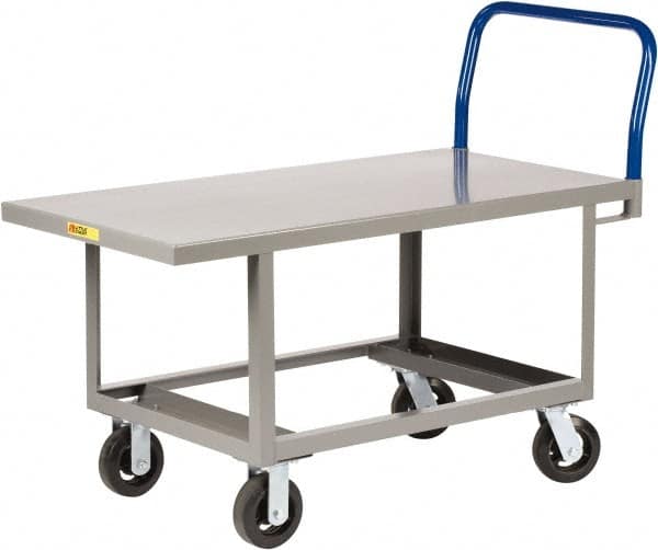 Little Giant - 2,000 Lb Capacity Steel 6-Wheeled Platform Truck - Steel Deck, 30" OAW, 48" Platform Length, Mold On Rubber Casters - Benchmark Tooling