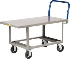 Little Giant - 2,000 Lb Capacity Steel 6-Wheeled Platform Truck - Steel Deck, 24" OAW, 48" Platform Length, Mold On Rubber Casters - Benchmark Tooling