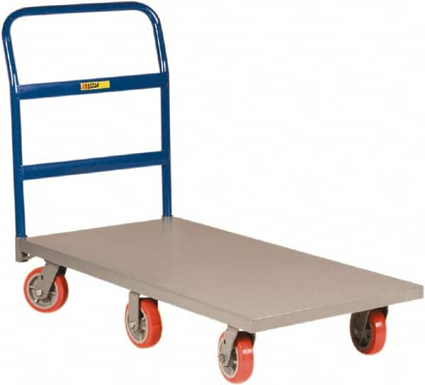 Little Giant - 3,600 Lb Capacity Steel 6-Wheeled Platform Truck - Steel Deck, 24" OAW, 60" Platform Length, Polyurethane Casters - Benchmark Tooling