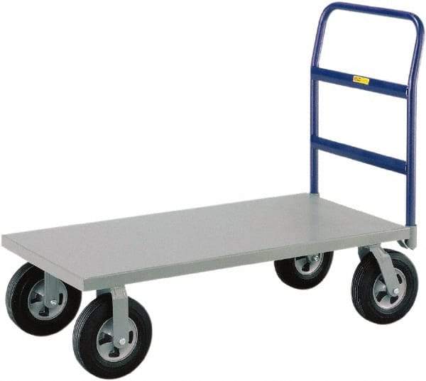 Little Giant - 1,500 Lb Capacity Steel Platform Truck - Steel Deck, 30" OAW, 48" Platform Length, Solid Rubber Casters - Benchmark Tooling