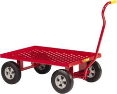 Little Giant - 1,200 Lb Capacity Steel Perforated Steel Deck Wagon Truck - Steel Deck, 24" OAW, Solid Rubber Casters - Benchmark Tooling