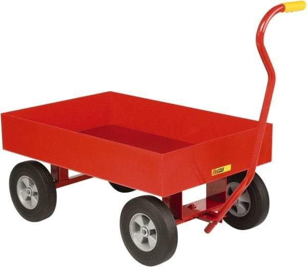 Little Giant - 1,200 Lb Capacity Steel 6 Inch Deep Steel Wagon Truck - Steel Deck, 24" OAW, Solid Rubber Casters - Benchmark Tooling