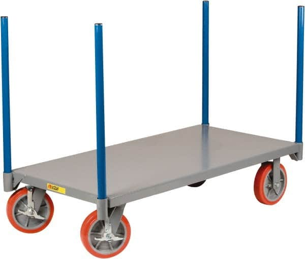 Little Giant - 3,600 Lb Capacity Steel Pipe Stake Truck - Steel Deck, 36" OAW, 72" Platform Length, Polyurethane Casters - Benchmark Tooling