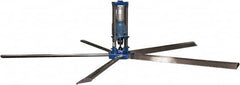 Patterson Fan - 5 Blades, 24' Blade Length, 400,867 CFM High Performance Industrial Ceiling Fan - 48 RPM, 230V, 6.2 Amps, Blue & Silver - Benchmark Tooling