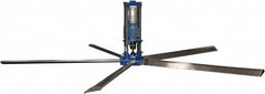 Patterson Fan - 5 Blades, 24' Blade Length, 400,867 CFM High Performance Industrial Ceiling Fan - 48 RPM, 220V, Blue & Silver - Benchmark Tooling