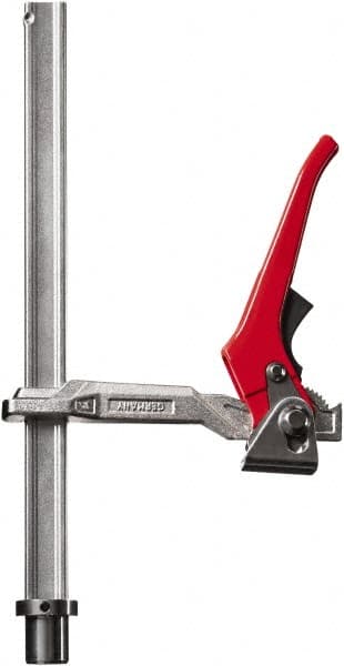 Bessey - 1,000 Lb Holding Capacity, 12" Max Opening Capacity, 1,000 Lb Clamping Pressure, Manual Hold Down Clamp - 7-15/16" Arm Length, 8-21/32" Clamp Length, 1-5/8" Clamp Width, 15-3/4" Clamp Height, 28mm Stud Mount, Steel - Benchmark Tooling